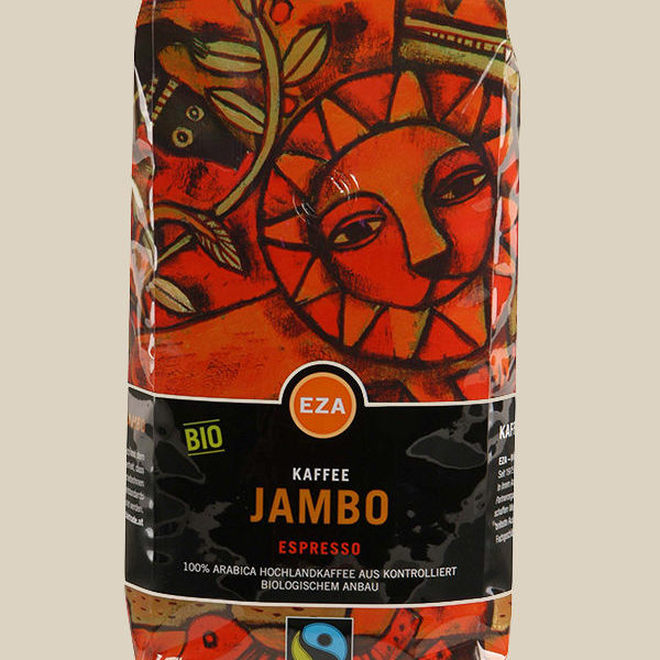 Kaffee JAMBO Espresso, biologisch und fairtrade der Fa. EZA.