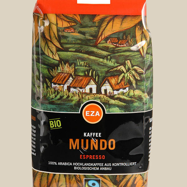 Kaffee Mundo Espresso, biologisch und fairtrade der Fa. EZA.