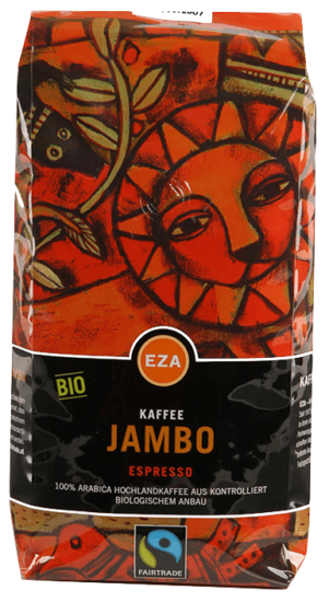 Kaffee JAMBO Espresso Bohne, biologisch und Fairtrade, der Fa. EZA