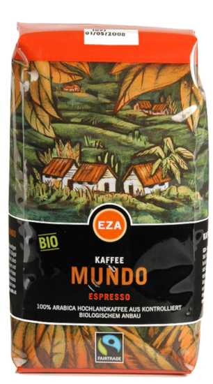 Kaffee MUNDO Espresso Bohne, biologisch und Fairtrade, der Fa. EZA
